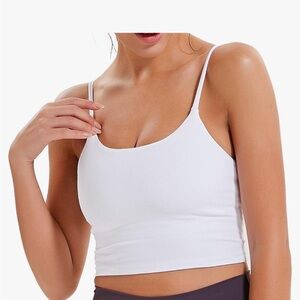 Women Yoga Tank Tops Padded Sports Bra Workout Fitness Running Crop Top White